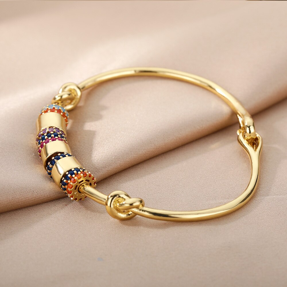 Bohemen Roestvrij Stalen Armband Voor Vrouwen Gekleurde Zirkoon Bangle Boho Mode-sieraden Bijoux Femme