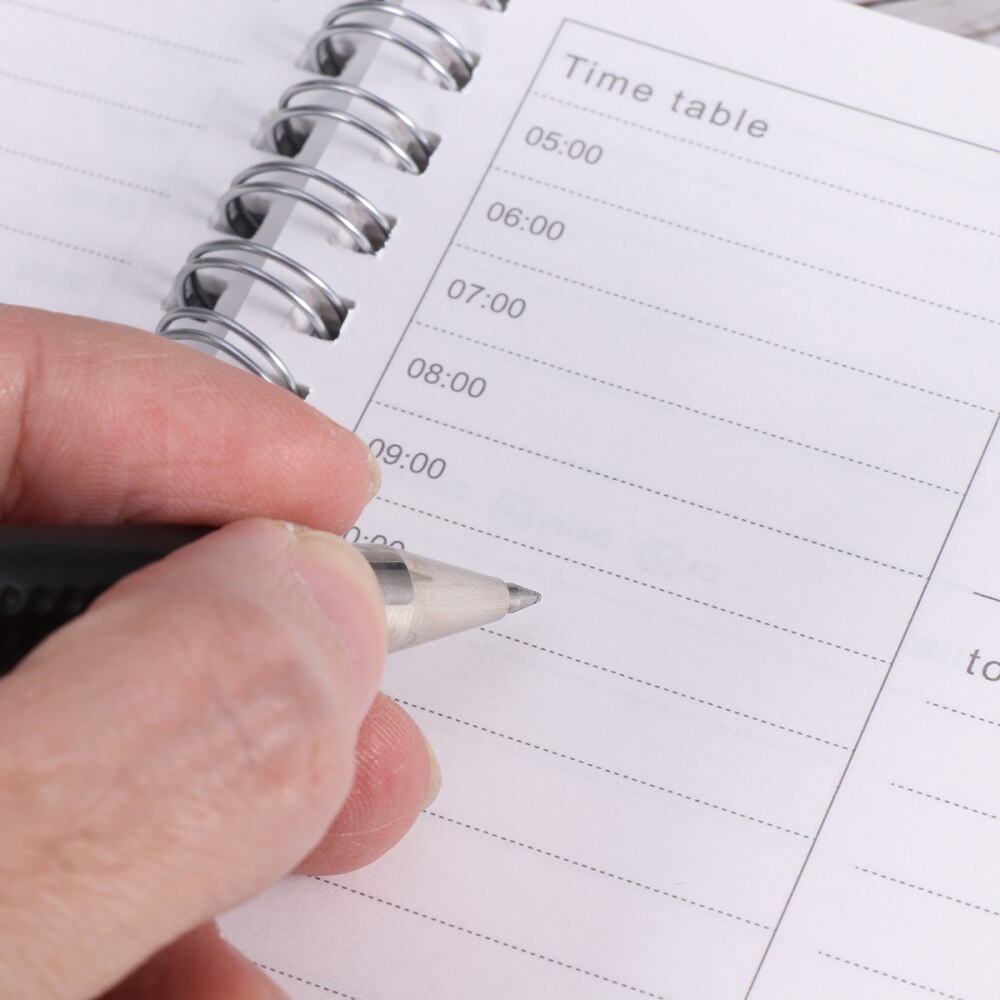 2pcs Student Daily Planner Efficiency Agenda Schedule Notebooks Diary Stationery (Leather)