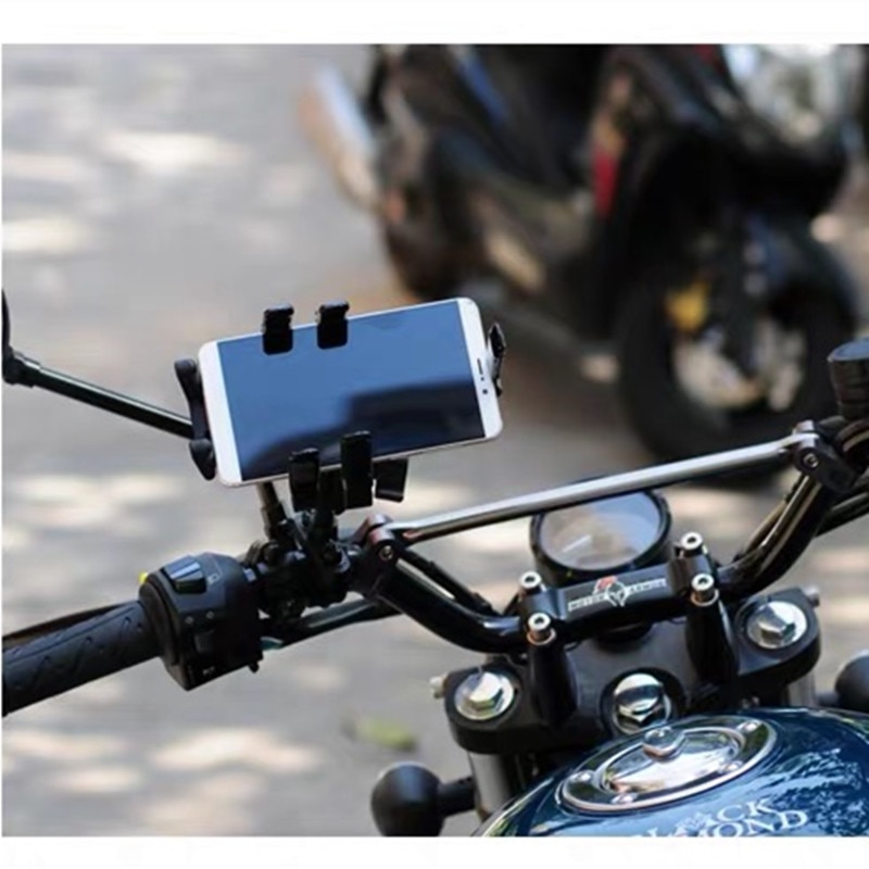 Motorcycle Ram Mount Universal Finger-Grip Phone or Radio Holder (Black)