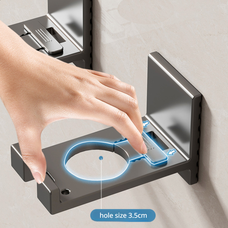 Universele Ponsvrije Douchegel Flessenrek Wandmontage Verstelbare Shampoo Fles Metalen Houder Handzeepdispenser Haak