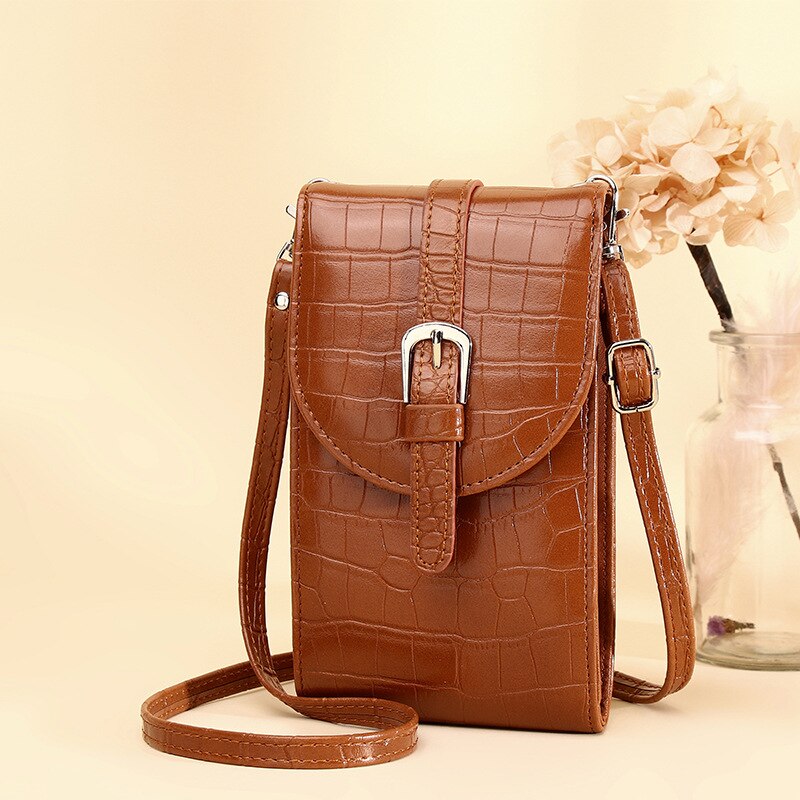 Vrouwen Schoudertas Pu Leather Crossbody Telefoon Tas Portemonnee Kaart Handtassen Messenger Draagbare Kleine Vierkante Tas Voor Meisjes Vrouwelijke: Brown