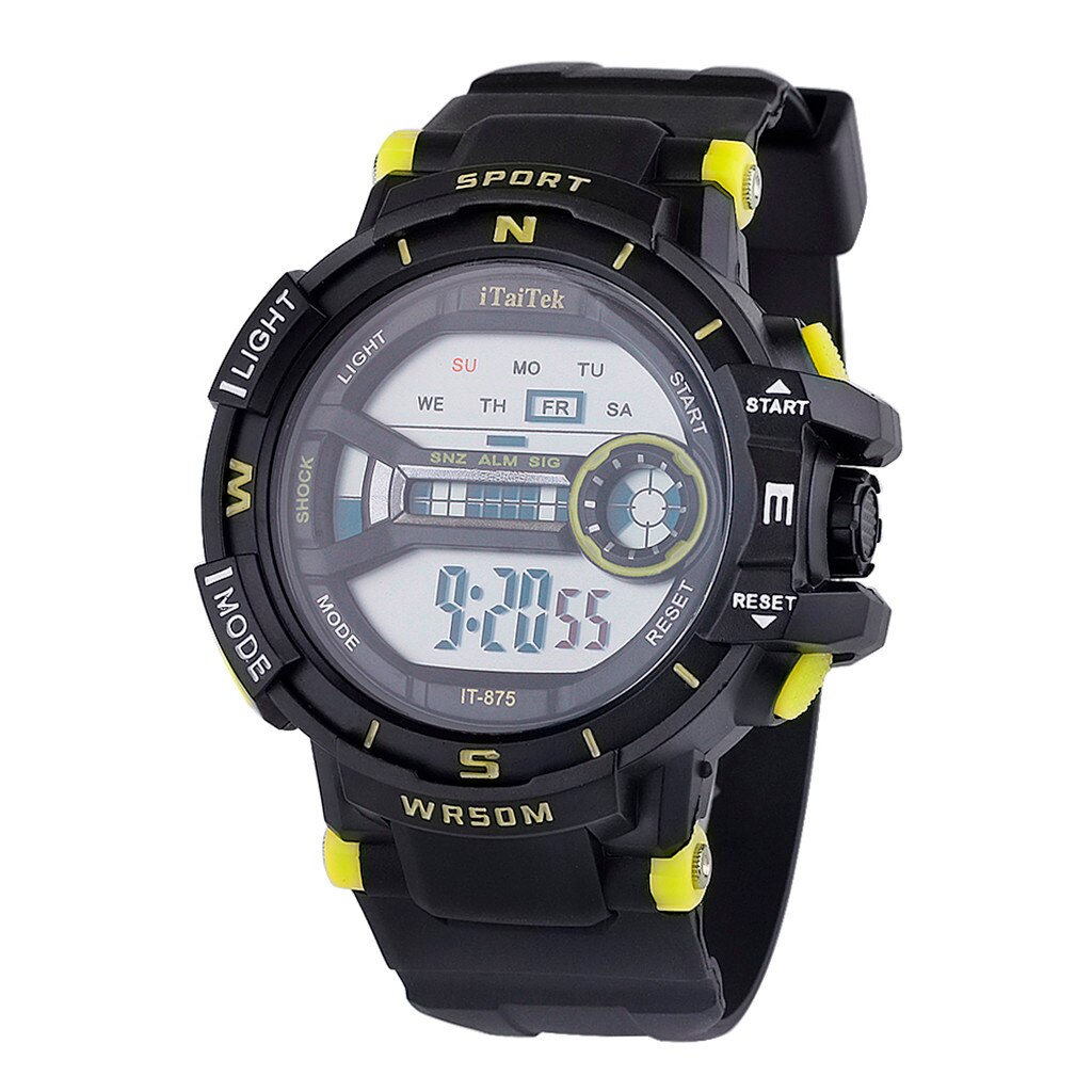 Sporthorloge Multifunctionele Waterdichte Lichtgevende Mode Elektronische Horloge Curren Horloge Mannen Erkek Kol Saati Часы Мужские: Geel