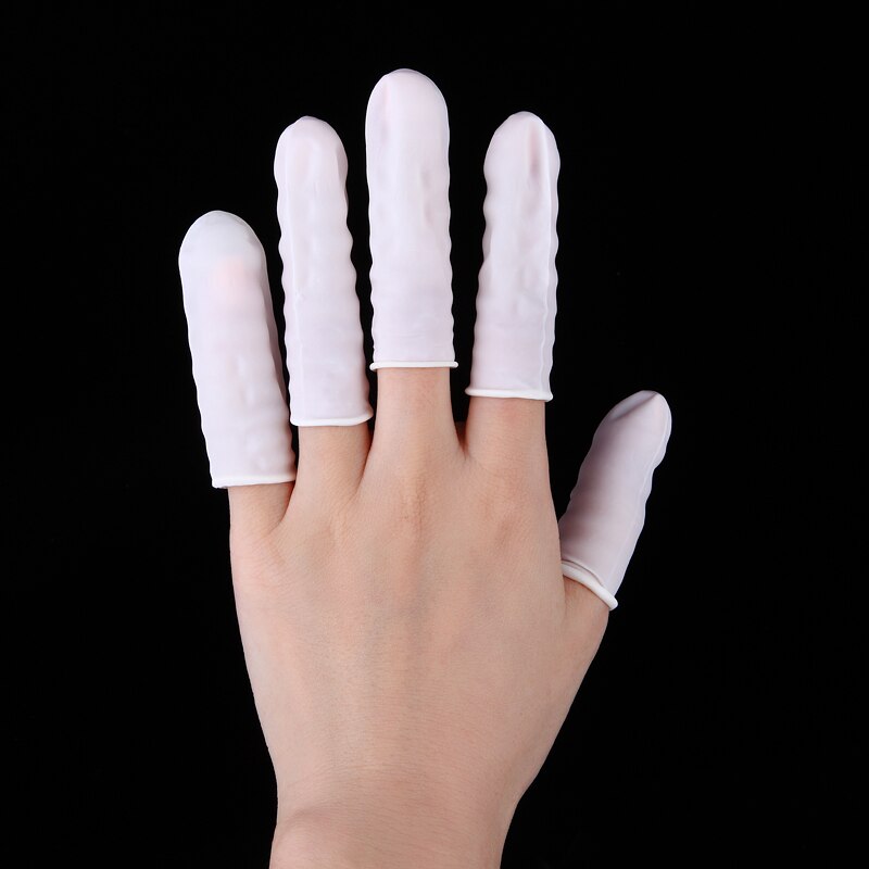 100 Stks/set Duurzaam Natuurlijke Latex Vinger Handschoen Nail Art Praktijk Hand Protector Babybedjes Gereedschap