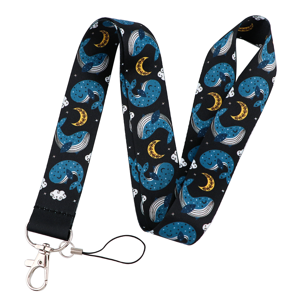 YQ973 Whales Key Lanyard Phone Strap Keychain Lariat Phone Rope Shark Animals Key Cord ID Credit Card Badge Holder: Yellow