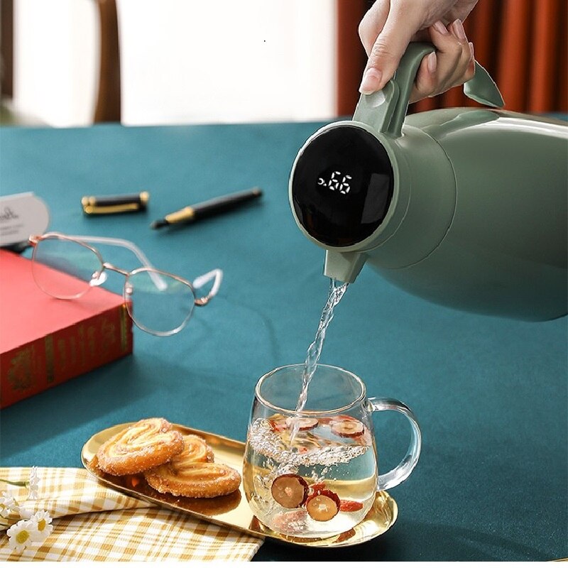 Olla de aislamiento con revestimiento de vidrio de gran capacidad, termo térmico de agua súper largo, frascos de vacío, jarra de aislamiento de café para el hogar