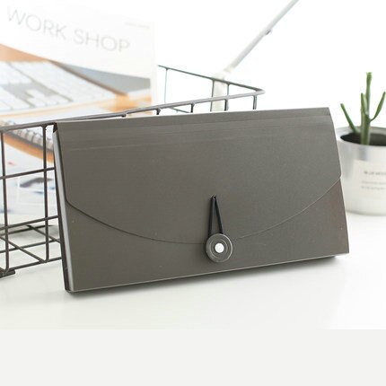Classified Sorter Document Bag PVC Bag Multi Pocket File Folder Organizer For Document Invoice Bills: Dark Grey