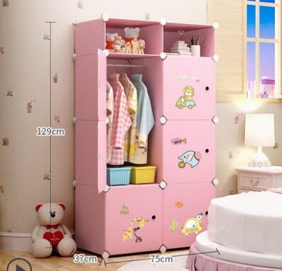 DIY Multi-layer Simple Children Wardrobe Girl Assembled Plastic Closet Cartoon Simple Modern Economic Baby Storage Cabinet