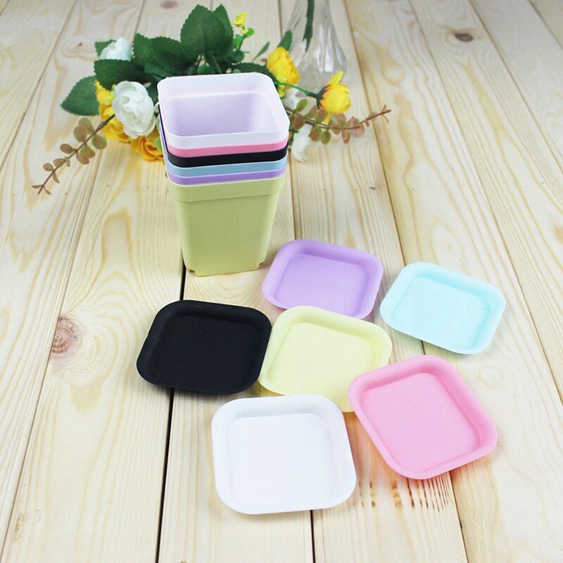 10pcs/lot Random Color Flower Pots Pot Trays,Plastic Pots,Small Square Pots