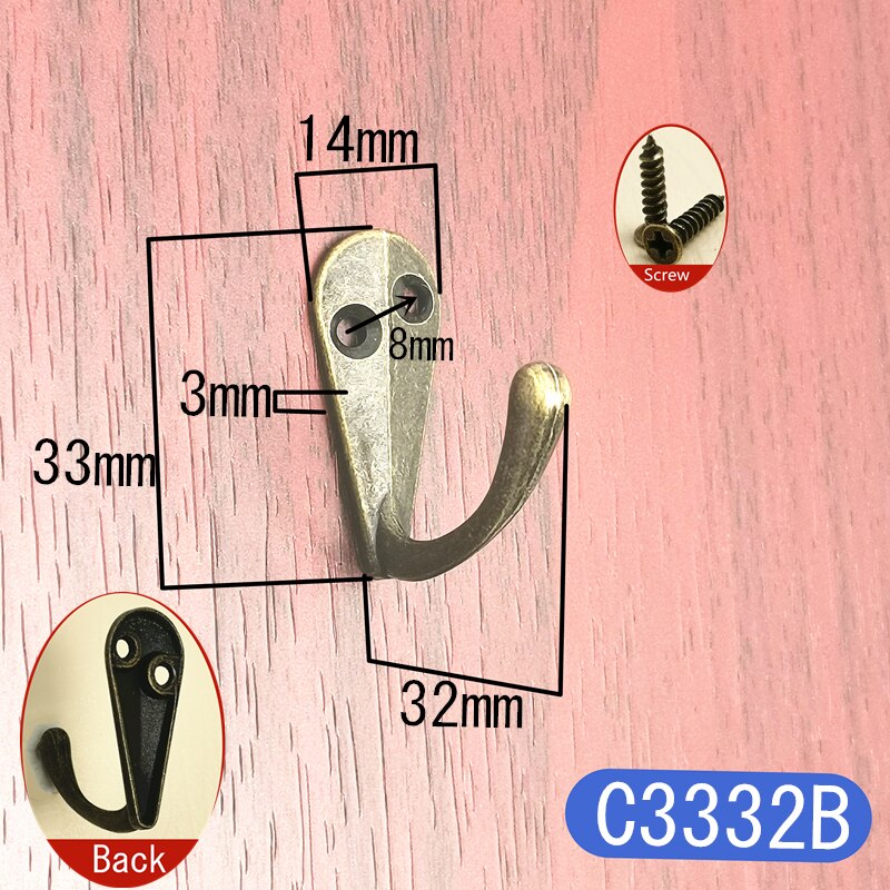 5pcs/lot Silver Antique Hooks Small Wall Hanger Buckle Horn Lock Clasp Hook Hasp Latch For Wooden Jewelry Box Furniture Hardware: C3332B