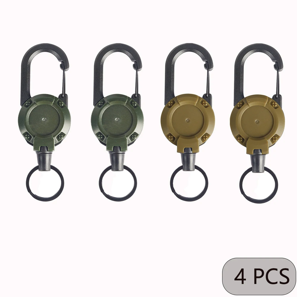 1/2/4 Uds soportes retráctiles extensibles llavero carretes de insignia Clip resistente con mosquetón llavero para hombres bolsas al aire libre: Rosa