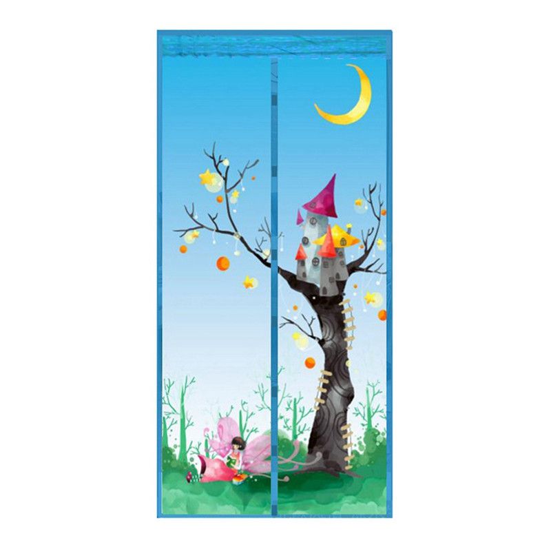 Deur Gordijn Magnetische Gordijnen Handsfree Mesh Anti Mosquito Insect Fly Bug Gordijnen Netto Automatische Sluiten Deur Screen Keuken: Tree Blue / 100x210cm