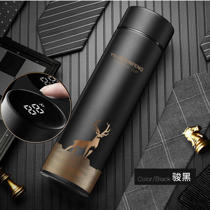 Thermos Intelligent en acier inoxydable, affichage de la température, bouteille d'eau intelligente, flacons sous vide, Thermos, tasse à café,: Black Deer