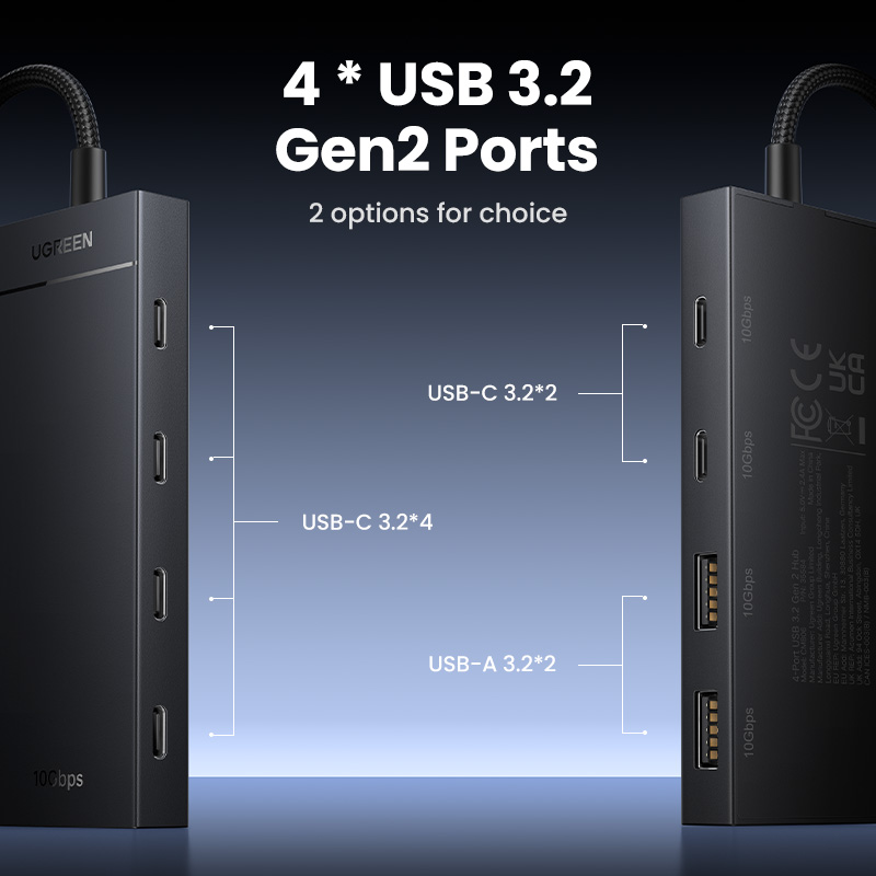 UGREEN USB C HUB 10 Gb/s Type-C 3.2 Gen2 Rozdzielacz USB USB C USB A Hub 4 porty USB 3.2 do MacBooka Pro Air Adapter wieloportowy typu C