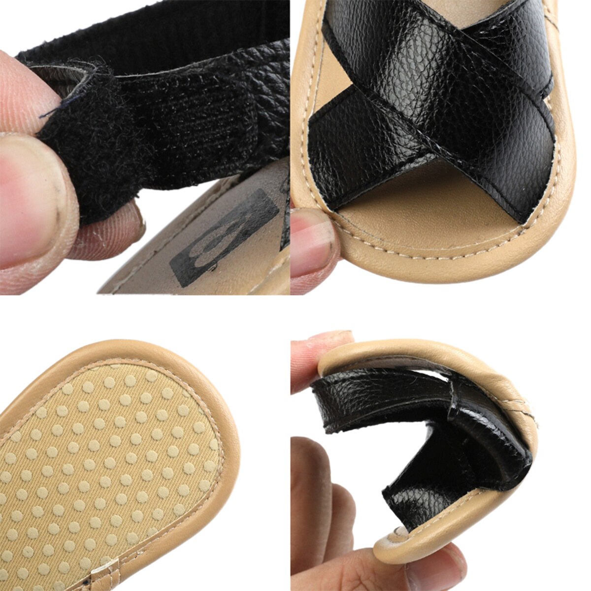 0-18M bébé filles garçons sandales chaussures croix évider semelle souple été chaussures de plage premiers marcheurs