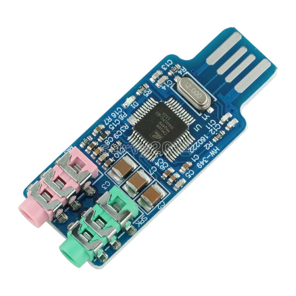 Free driver USB Sound Card CM108 USB Sound Card Chip Blue
