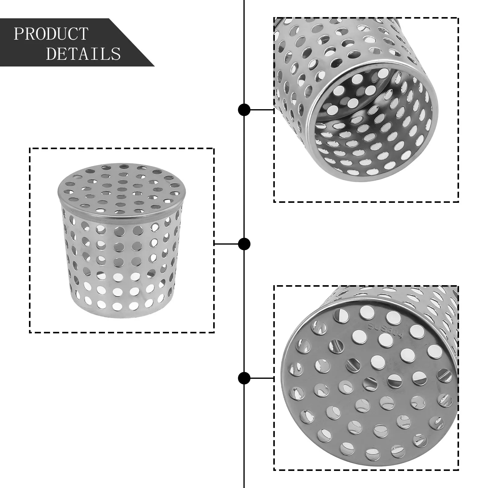 Drainage Cover Floor Drain Wall Insert Anti-blocking For Rooftop Balcony Outdoor Rain Bucket Stainless Steel 50-200mm