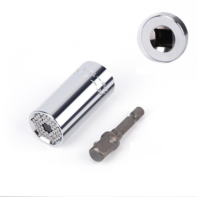 1PC 7-19mm clé magique poignée Multi fonction universel cliquet prise puissance perceuse adaptateur voiture outils à main Kit de réparation: Gris foncé
