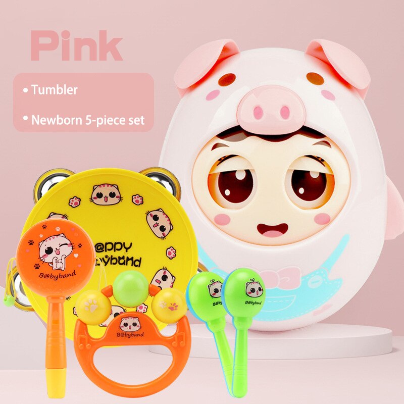 Rammelaar Bed Bel Tumbler Kinderen Educatief Speelgoed Abs Baby Bijtring Molaire Bell Baby Varken Knipoog Rammelaar