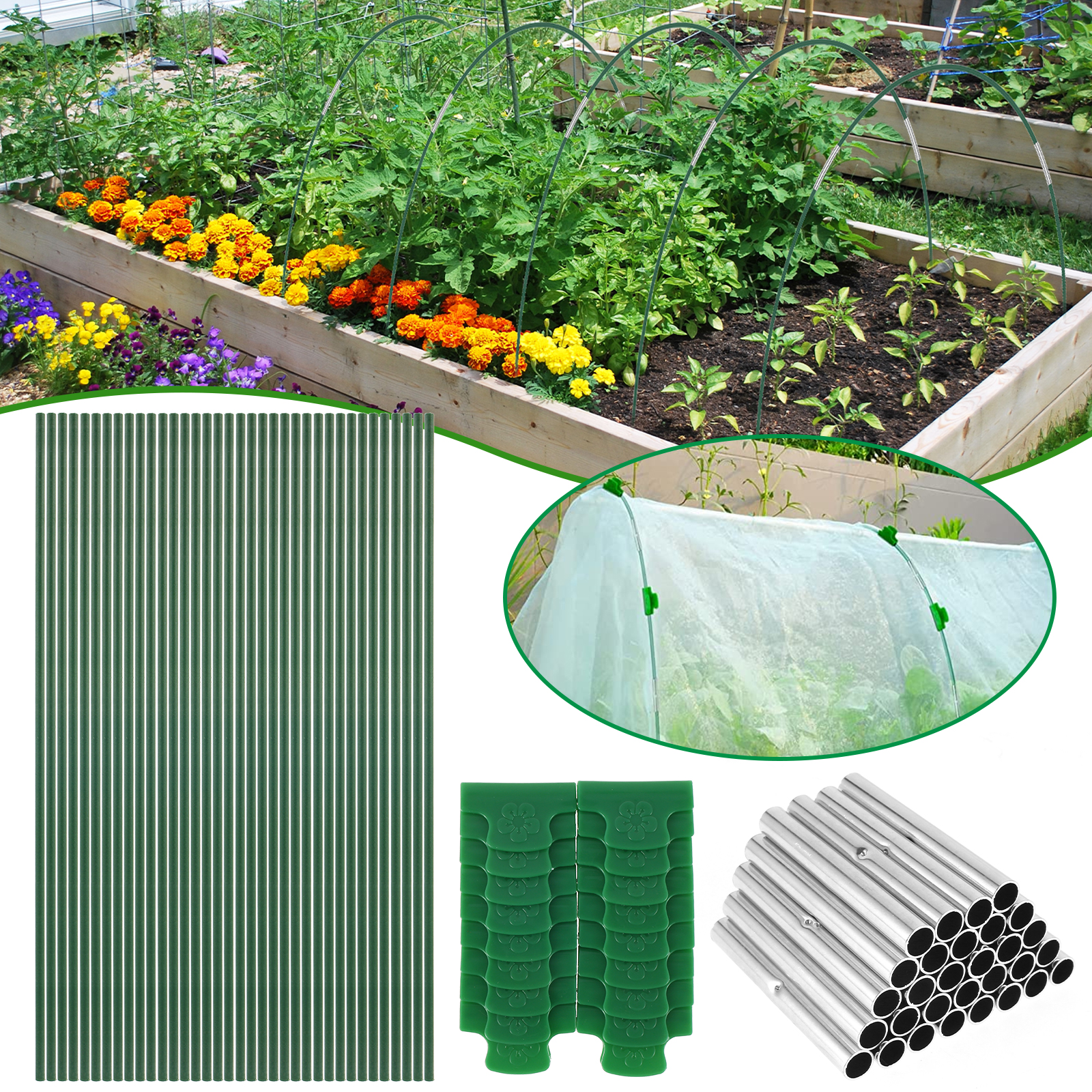Juego de aros para invernadero, varilla desmontable para jardinería, soporte para cobertizo, jardín, plántulas de invernadero, aro para plantas, marco de soporte para túnel de cultivo