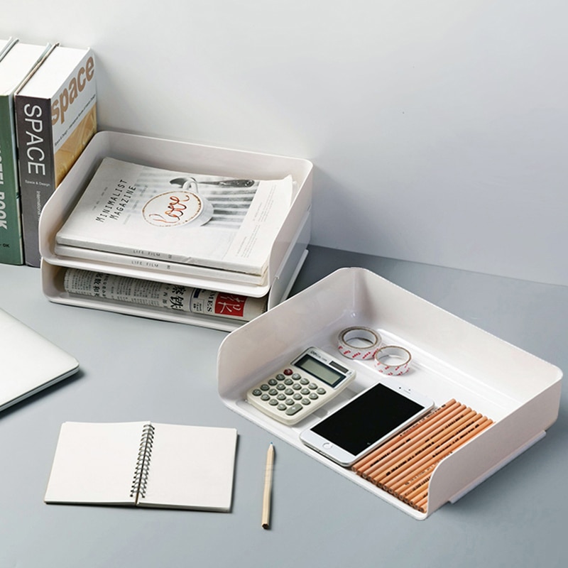 Stackable A4 Paper File Rack Magazine Durable Anti Slip Letter File Sundries Document Tray Desktop Holder School Supplies Office