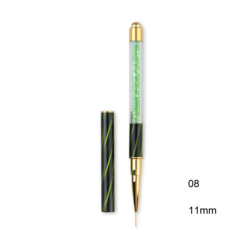 1 st akryl nail art penslar penna multi size uv gel kattögon strass prickig måla naglar borste för manikyr verktyg: 08