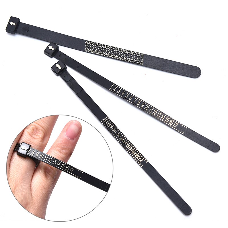 1PCS Black Measuring Finger Standard Ring Circle US/Europe/UK Tape Ruler Jewelry Accessory Measure Gauge Tool