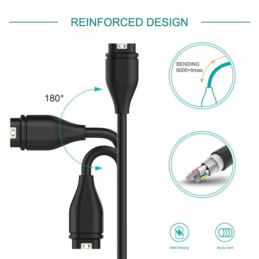 1 Meter USB Typ C Ladekabel für Garmin Fenix 7 7S 7X 6 6S 6X 5 5S 5X Vivoactive 3 4S Venu 2 2S 3 3S mit staubdichtem Stecker