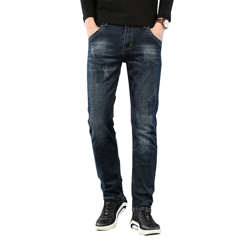 Jeans för män modal tyg business casual stretch jeans byxor manligt märke jeans