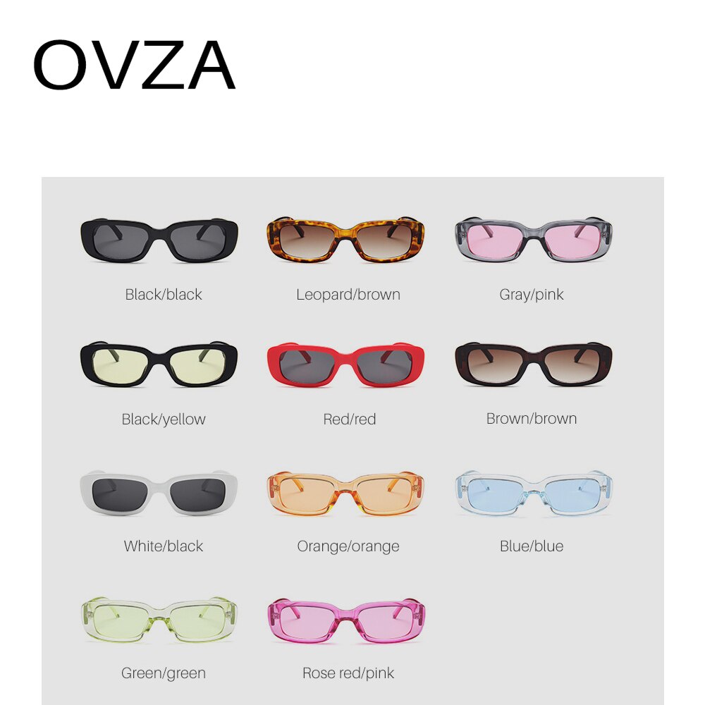 Ovza smalle zonnebril voor dames heren rechthoekige bril  uv400 doorschijnend snoepkleur  s6001
