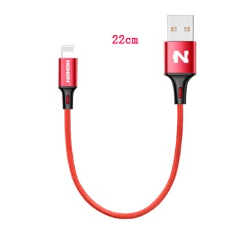 Nohon 2 In 1 Usb Kabel Micro 8Pin Usb Snel Opladen Kabels Voor Iphone 8X7 6 6S plus Ipad Ipod Samsung Nokia Nylon Draad: 22cm Red