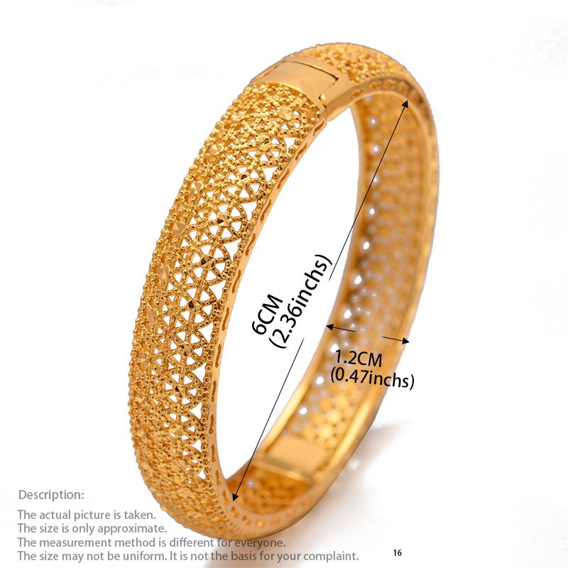 24k 1 stk dubai brud gullfarge armbånd for kvinner etiopisk armbånd armbånd afrikanske smykker midtøsten arabiske ornamenter