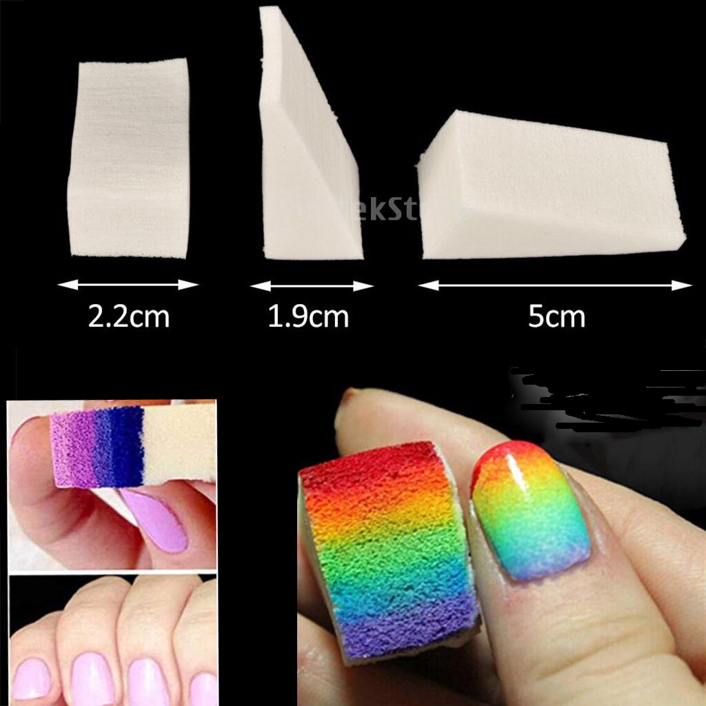 50Pcs/Kit Nail Art Stempelen Sponzen Ombre Nagels Tips Coloring Tint Nail Stamper Nail Borstel Spons Nail Art accessoires Gereedschap