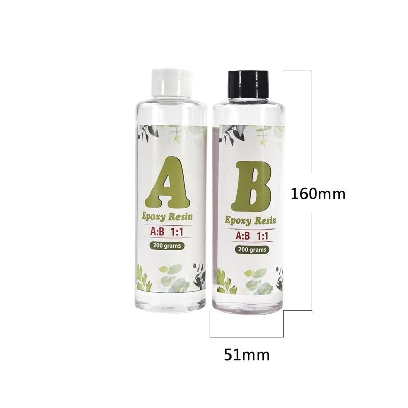 AB Crystal Epoxy AB Resin Glue Small Bottle 1:1 AB Glue With Free 1 Set Resin Molds Making Tools Starter Set Jewelry Making: A200g-B200g