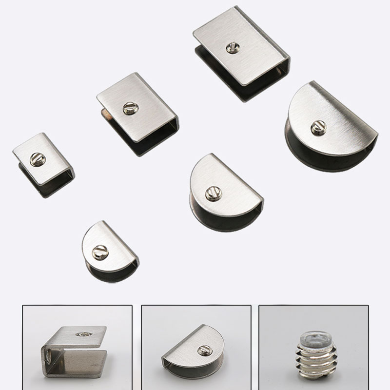 Glass Clamps 201/304 Stainless Steel Clips Adjustable Square Half Round Shape Shelves Support Holder Corner Bracket