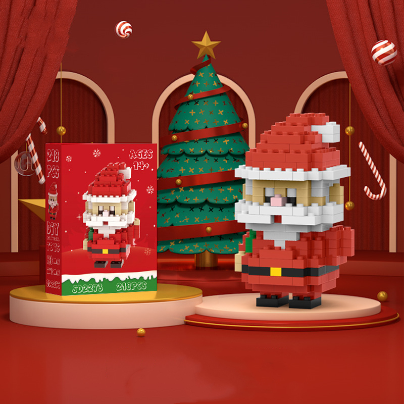 Christmas Series Of Particle Diamond Building Blocks Educational Assembling Toys Christmas Tree Santa Claus Small Ornaments: black