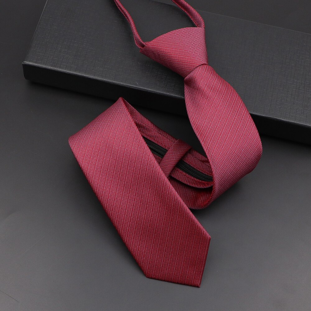 Cravate décontractée pour hommes, couleur unie, fermeture éclair, Slim, rouge, noir, bleu, marron, pour costume de mariage, chemise, accessoires,: 7