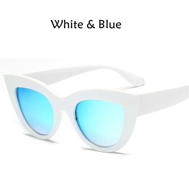 Cat eye kvinder solbriller tonet farve linse mænd vintage formede solbriller kvindelige briller blå solbriller mærke: 2