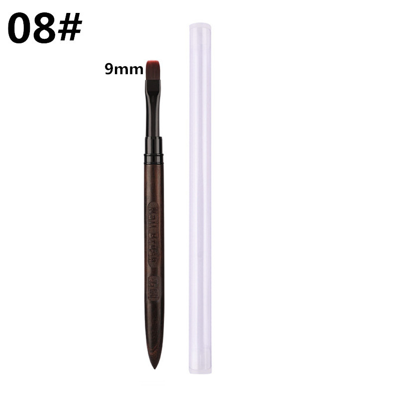 Pincel redondo con mango de madera para decoración de uñas, espátula Triangular, línea de pintura de dibujo, herramientas de manicura de Metal redondas y planas: Azul oscuro