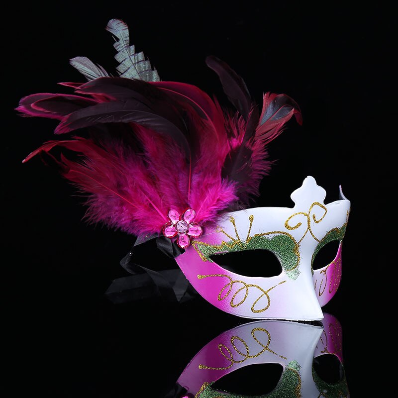 FAROOT Masquerade Ball feather Mask Halloween Costume Birthday Graduation Prom Party Lady Plastics Ball MASK: D