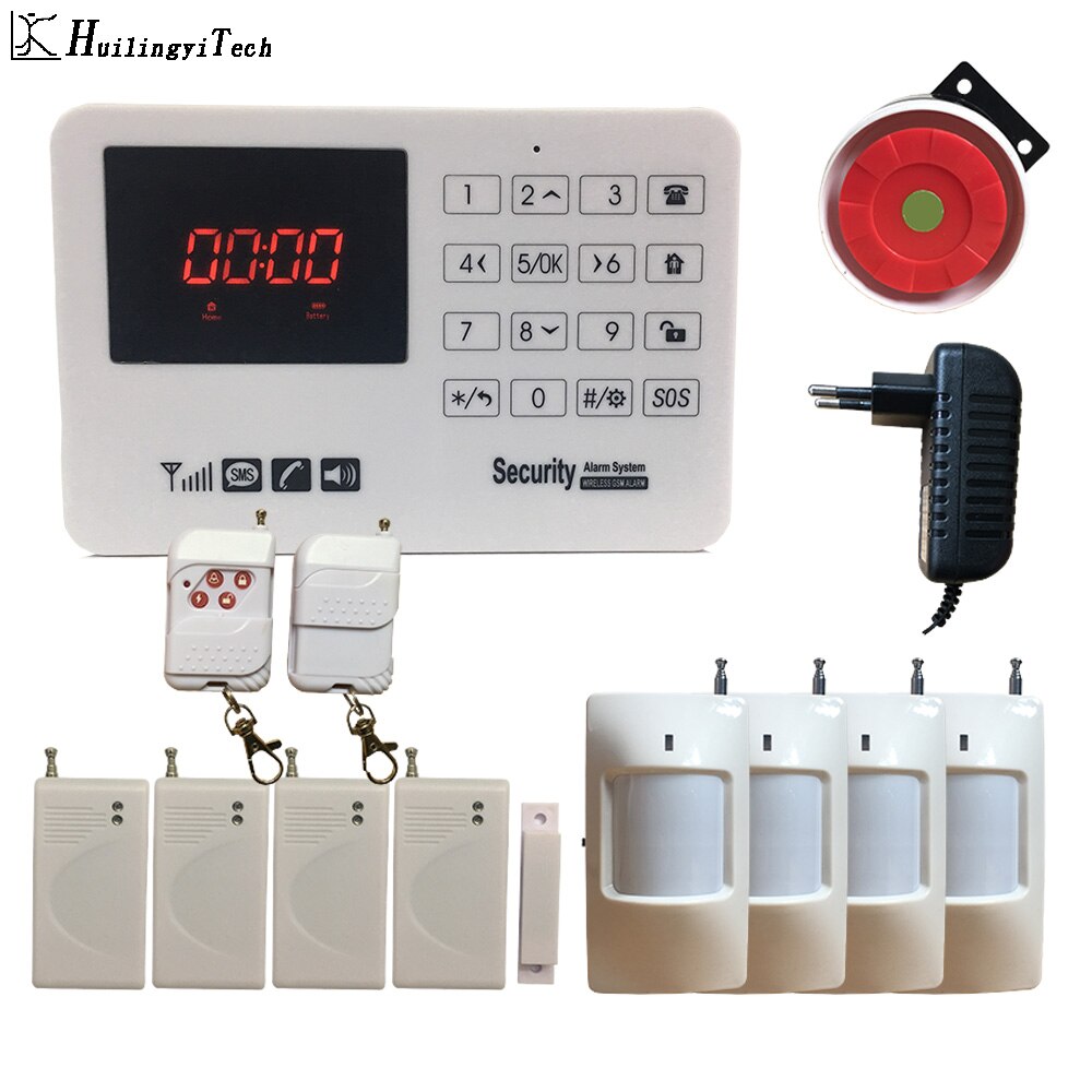 433 Mhz GSM Alarm System Wireless Home Einbrecher Alarm Sicherheit Alarm Home DIY Kit Motion Detektor Tür Open Sensor Sicherheit hause: B130-4p4d / US-Stecker / Englisch
