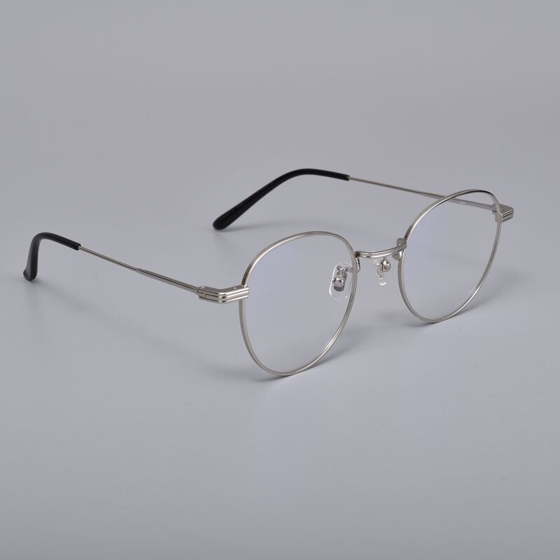 Ultralight Prescription Eyeglasses Frame Women Round Myopia Optical Korean Gentle Leto Titanium Glasses Frame for Men women: Silver