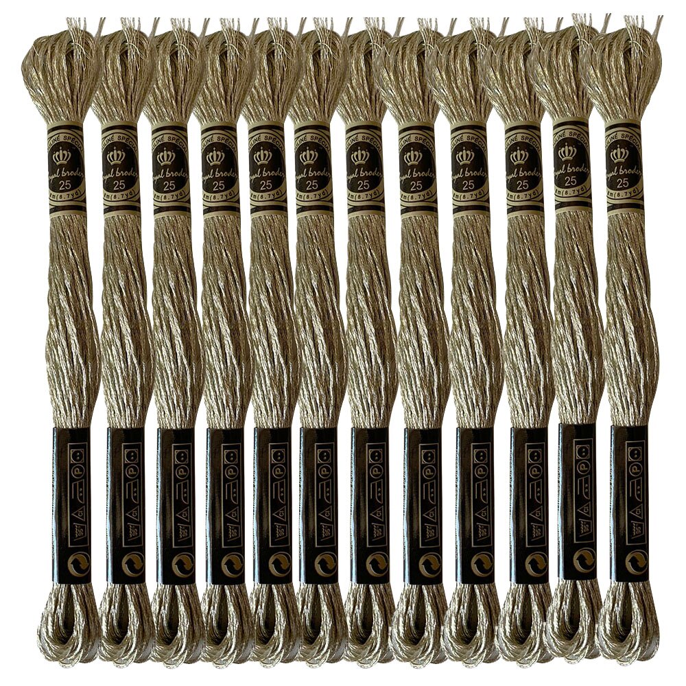 Metal Effects Metallic Silver Floss Embroidery Thread Titanium Copper Gold E168/E301/E317/E3821/E677/E3852, 8.7 Yards: White Gold x12