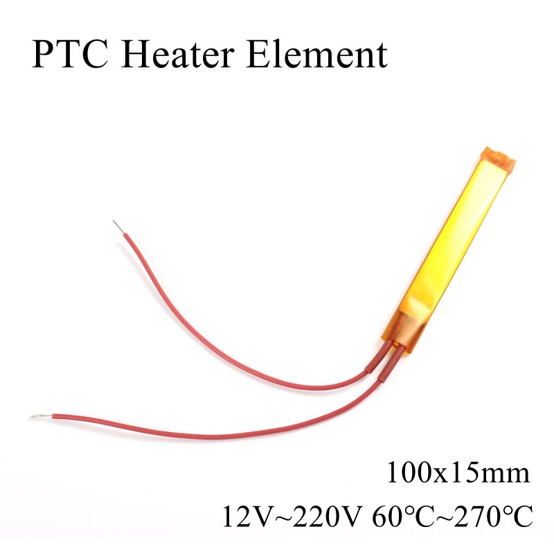 Élément chauffant 100x15mm 12V 24V 110V 220V PTC, Thermostat Constant, thermistance isolée, Film chauffant en céramique, 100x15mm