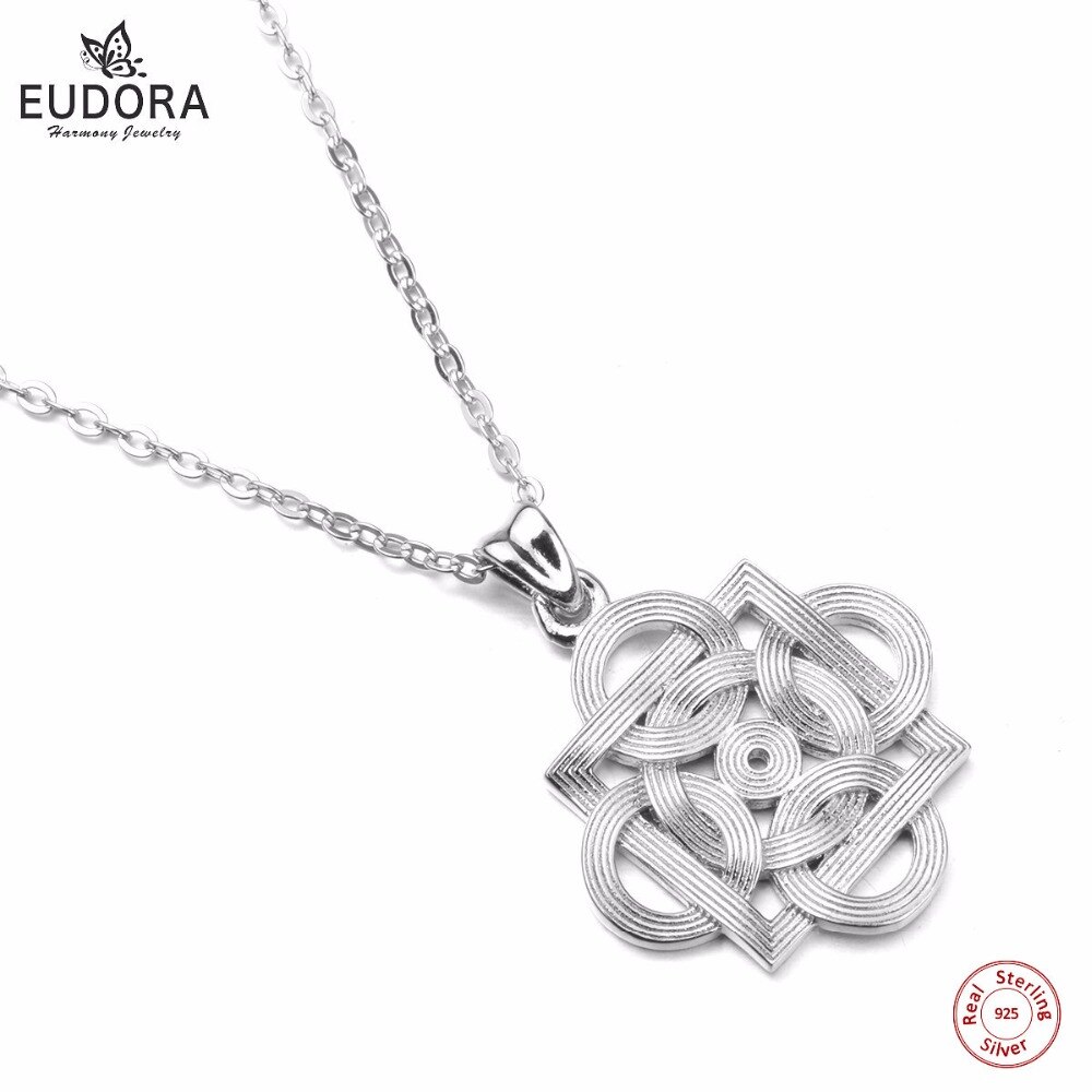 Eudora 925 Sterling Silver Necklace Celtics Knot Pendant with 18 inch Chian for Women Jewelry for friend CYD120