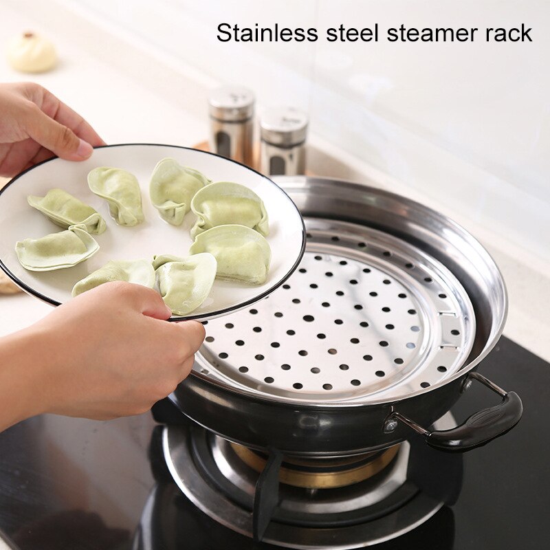3 Legged Stainless Steel Steamer Shelf Steaming Stand for Food Steaming Baking Roasting Round Rack Dumpling Tray Cooking Tool