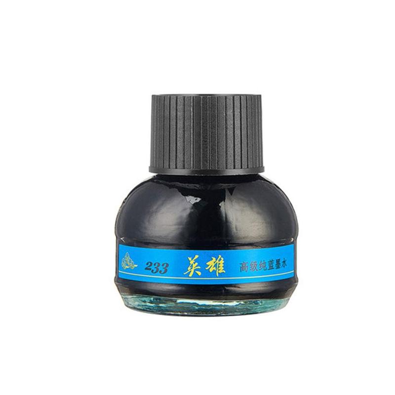 60ml Bottled Blue Fountain Pen Ink Hero 233 Writing Ink Fountain Office Supplies Refill Student Glass Smooth School Station J1w6: Default Title