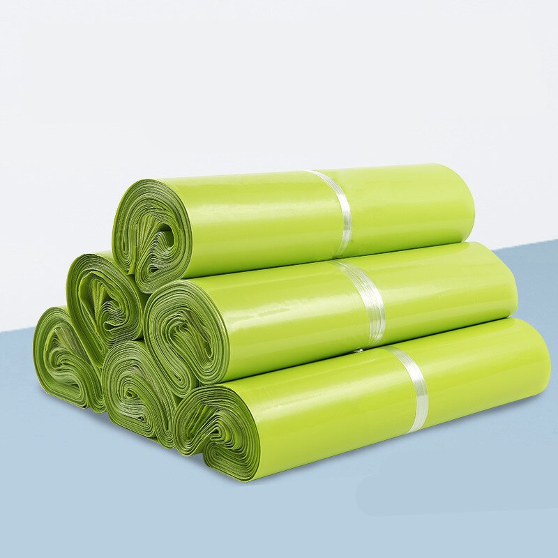 100 pezzi verde nuovo materiale Mailer spessa borsa espressa rosa lettera spedizione imballaggio sacchetto corriere poli sacchetto di trasporto posta di plastica
