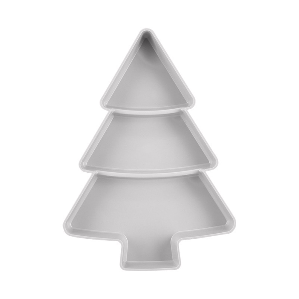 Christmas Tree Shape Plastic 3 Girds Snack Plate Tray Dried Fruit Candy Dish: White