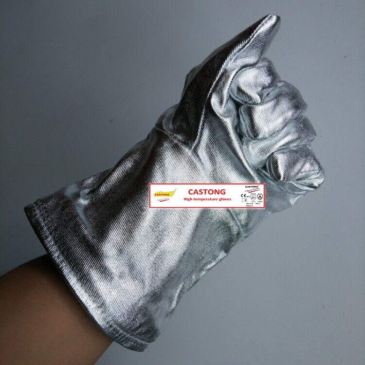 CASTONG-guantes ignífugos de alta temperatura, papel de aluminio + aislamiento de algodón, protección antiquemaduras, 200 grados
