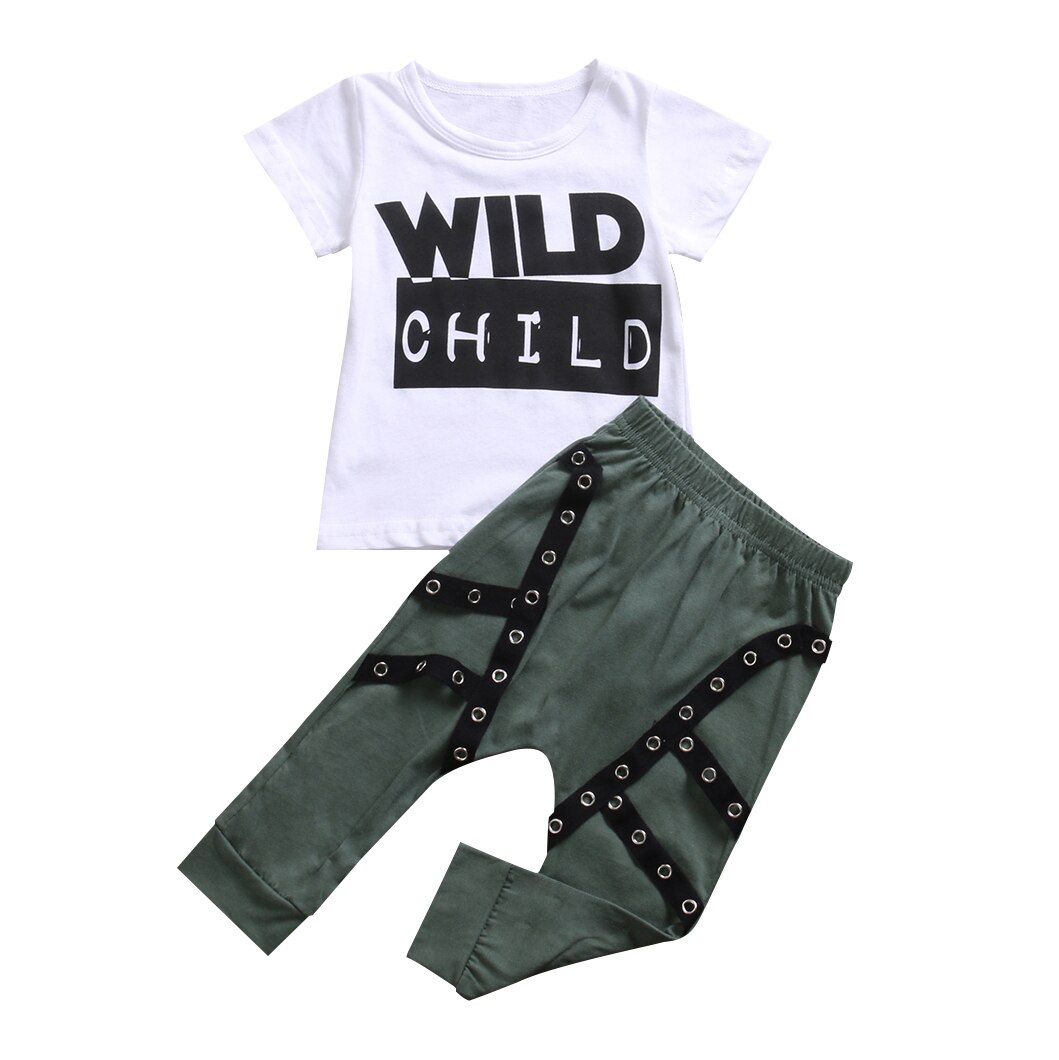 Toddler Kid Baby Boys Wild Child T-shirt Top+Long Pants Outfits Clothes Set: 70